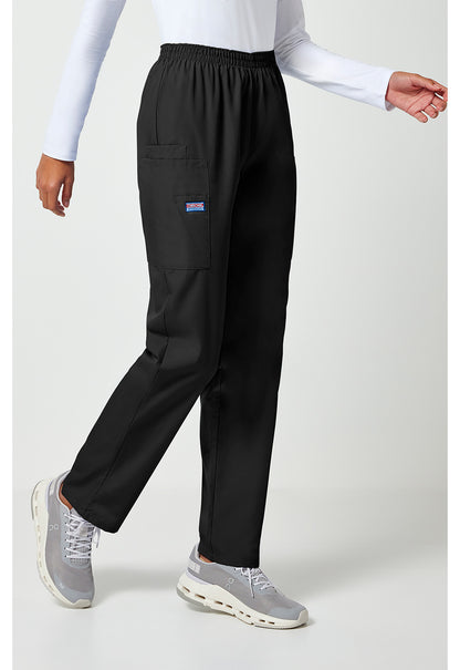 Workwear Originals 4200 Women's Natural Rise Tapered Pull-On Cargo Scrub Pants Black