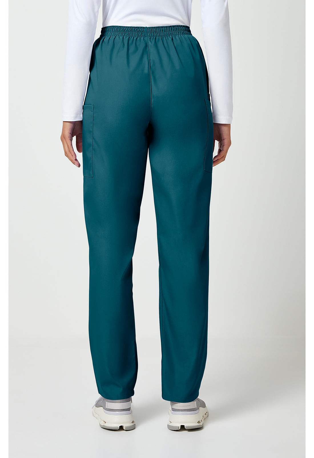 Workwear Originals 4200 Women's Natural Rise Tapered Pull-On Cargo Scrub Pants Caribbean Blue