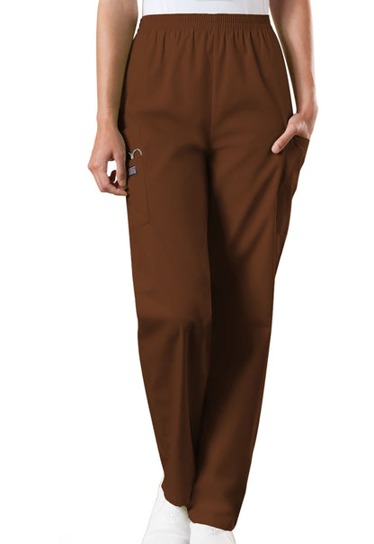 Workwear Originals 4200 Women's Natural Rise Tapered Pull-On Cargo Scrub Pants Chocolate