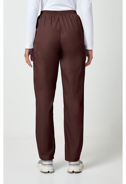 Workwear Originals 4200 Women's Natural Rise Tapered Pull-On Cargo Scrub Pants Chocolate