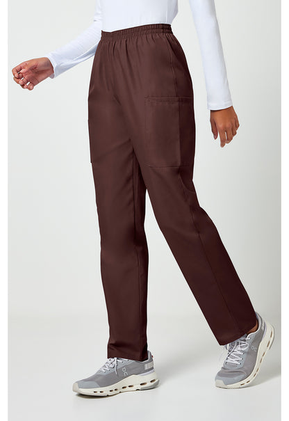 Workwear Originals 4200 Women's Natural Rise Tapered Pull-On Cargo Scrub Pants Chocolate