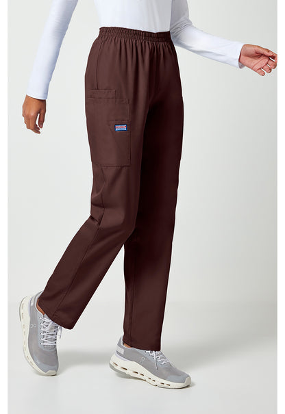 Workwear Originals 4200 Women's Natural Rise Tapered Pull-On Cargo Scrub Pants Chocolate