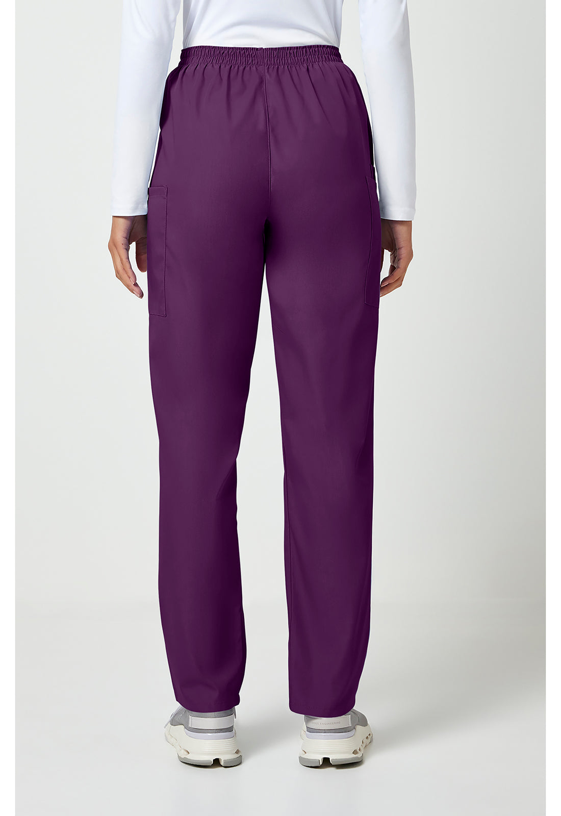Workwear Originals 4200 Women's Natural Rise Tapered Pull-On Cargo Scrub Pants Eggplant