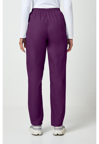 Workwear Originals 4200 Women's Natural Rise Tapered Pull-On Cargo Scrub Pants Eggplant