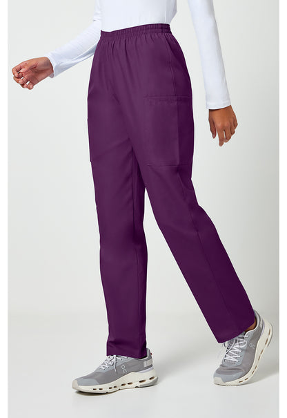 Workwear Originals 4200 Women's Natural Rise Tapered Pull-On Cargo Scrub Pants Eggplant