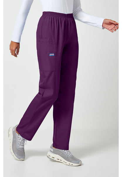 Workwear Originals 4200 Women's Natural Rise Tapered Pull-On Cargo Scrub Pants Eggplant