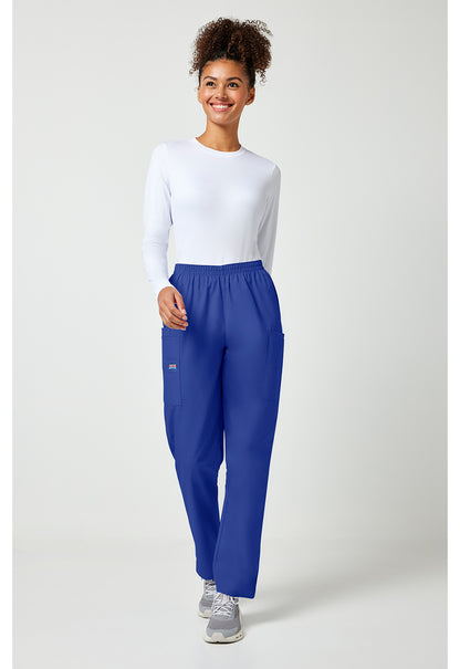 Workwear Originals 4200 Women's Natural Rise Tapered Pull-On Cargo Scrub Pants Galaxy Blue