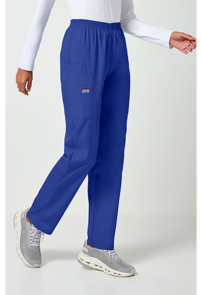 Workwear Originals 4200 Women's Natural Rise Tapered Pull-On Cargo Scrub Pants Galaxy Blue