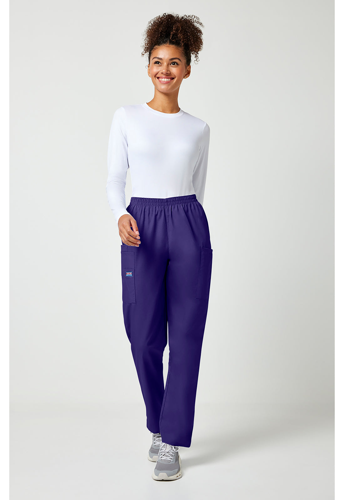 Workwear Originals 4200 Women's Natural Rise Tapered Pull-On Cargo Scrub Pants Grape