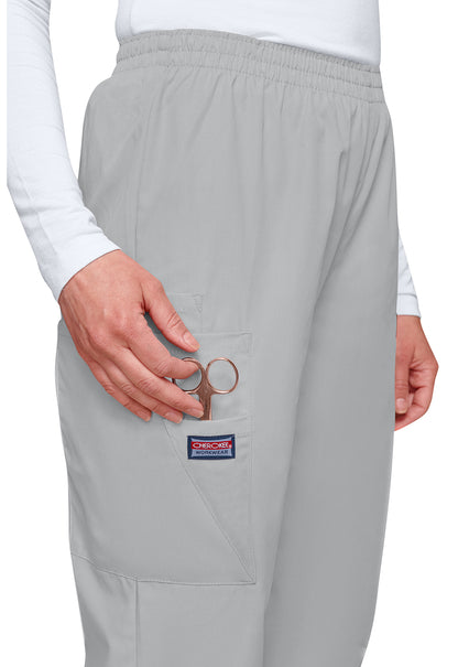 Workwear Originals 4200 Women's Natural Rise Tapered Pull-On Cargo Scrub Pants Grey