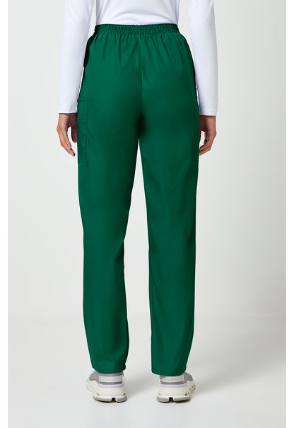 Workwear Originals 4200 Women's Natural Rise Tapered Pull-On Cargo Scrub Pants Hunter Green