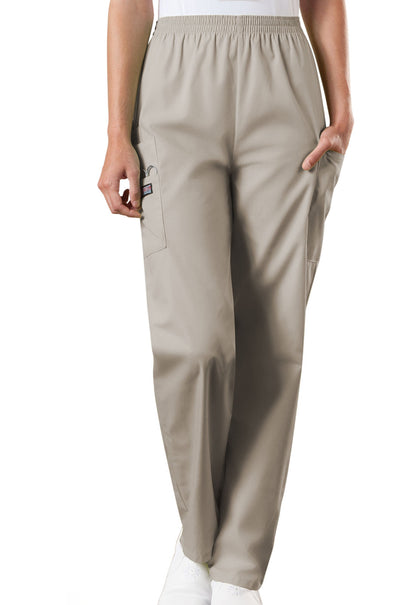 Workwear Originals 4200 Women's Natural Rise Tapered Pull-On Cargo Scrub Pants Khaki