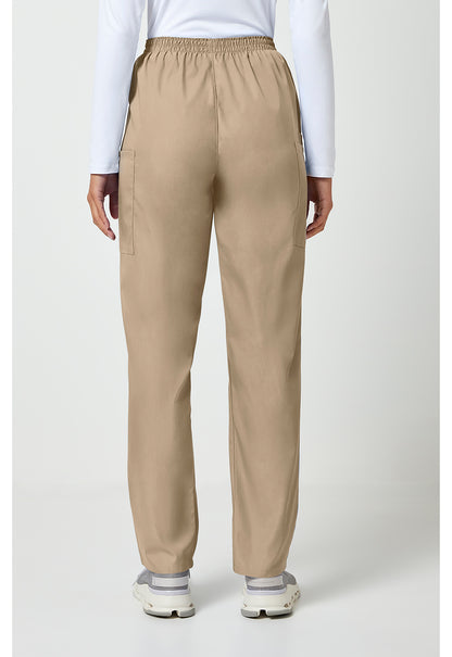 Workwear Originals 4200 Women's Natural Rise Tapered Pull-On Cargo Scrub Pants Khaki