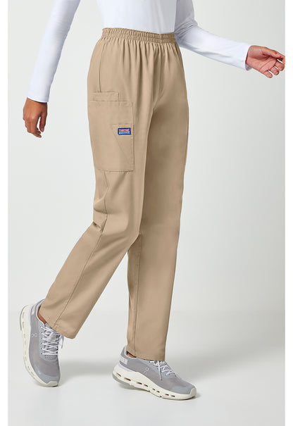 Workwear Originals 4200 Women's Natural Rise Tapered Pull-On Cargo Scrub Pants Khaki