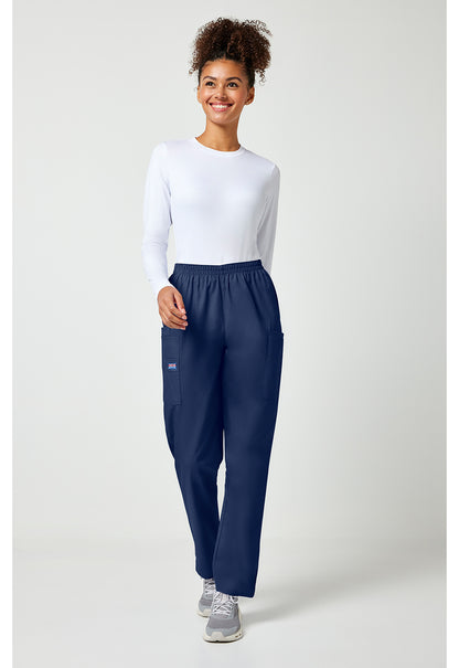 Workwear Originals 4200 Women's Natural Rise Tapered Pull-On Cargo Scrub Pants Navy