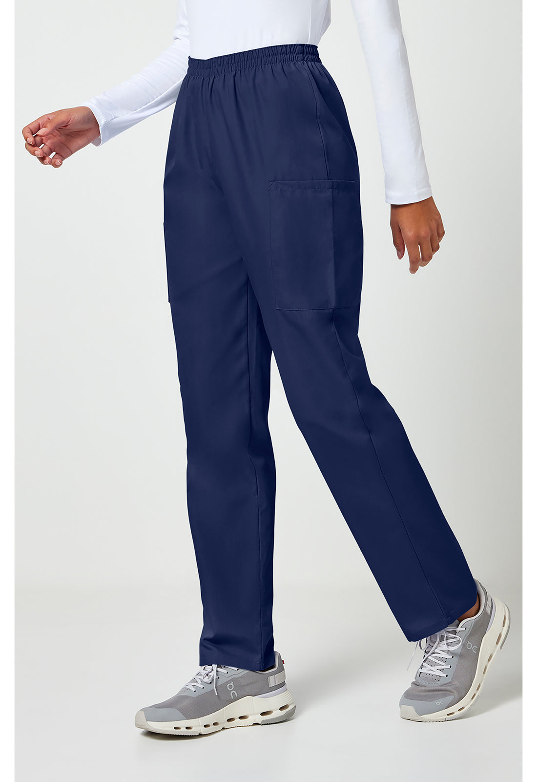Workwear Originals 4200 Women's Natural Rise Tapered Pull-On Cargo Scrub Pants Navy