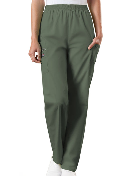 Workwear Originals 4200 Women's Natural Rise Tapered Pull-On Cargo Scrub Pants Olive