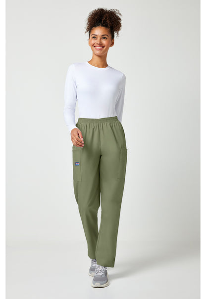 Workwear Originals 4200 Women's Natural Rise Tapered Pull-On Cargo Scrub Pants Olive