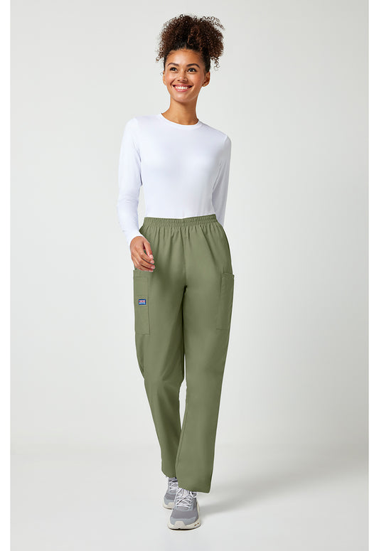 Workwear Originals 4200 Women's Natural Rise Tapered Pull-On Cargo Scrub Pants Olive