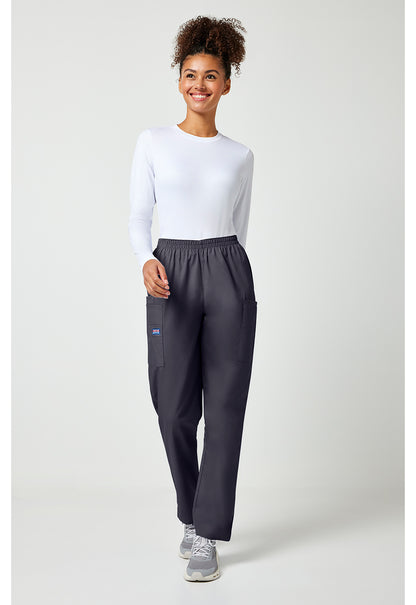 Workwear Originals 4200 Women's Natural Rise Tapered Pull-On Cargo Scrub Pants Pewter