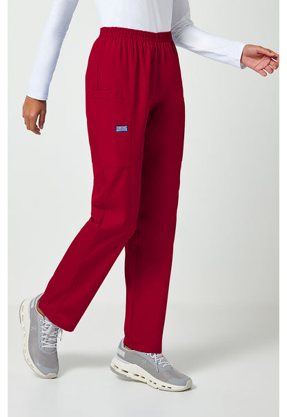 Workwear Originals 4200 Women's Natural Rise Tapered Pull-On Cargo Scrub Pants Red