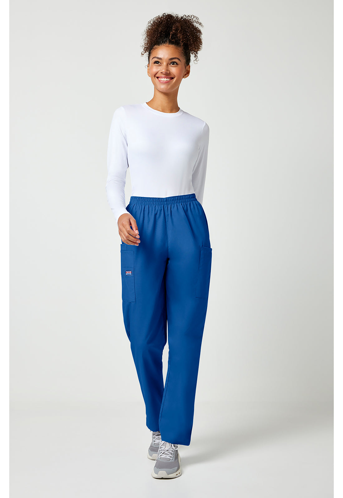 Workwear Originals 4200 Women's Natural Rise Tapered Pull-On Cargo Scrub Pants Royal