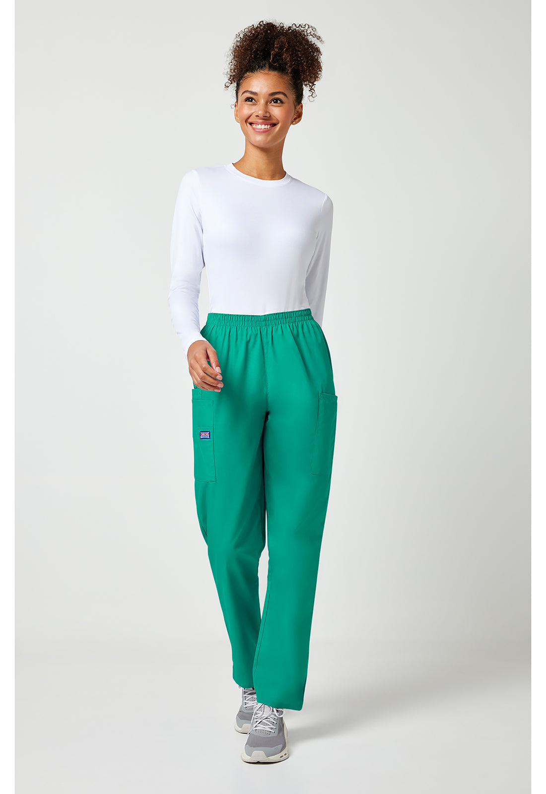 Workwear Originals 4200 Women's Natural Rise Tapered Pull-On Cargo Scrub Pants Surgical Green