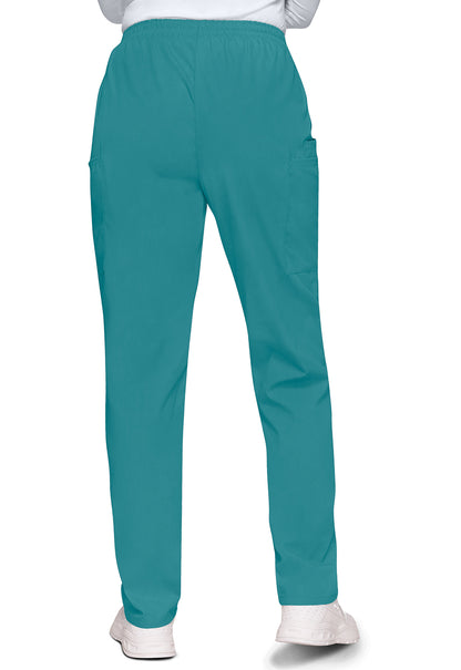 Workwear Originals 4200 Women's Natural Rise Tapered Pull-On Cargo Scrub Pants Teal Blue