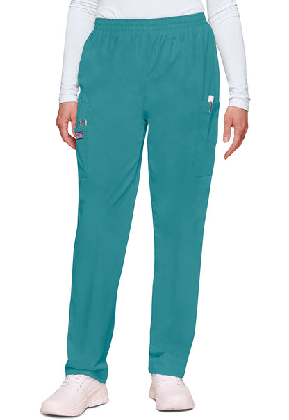 Workwear Originals 4200 Women's Natural Rise Tapered Pull-On Cargo Scrub Pants Teal Blue