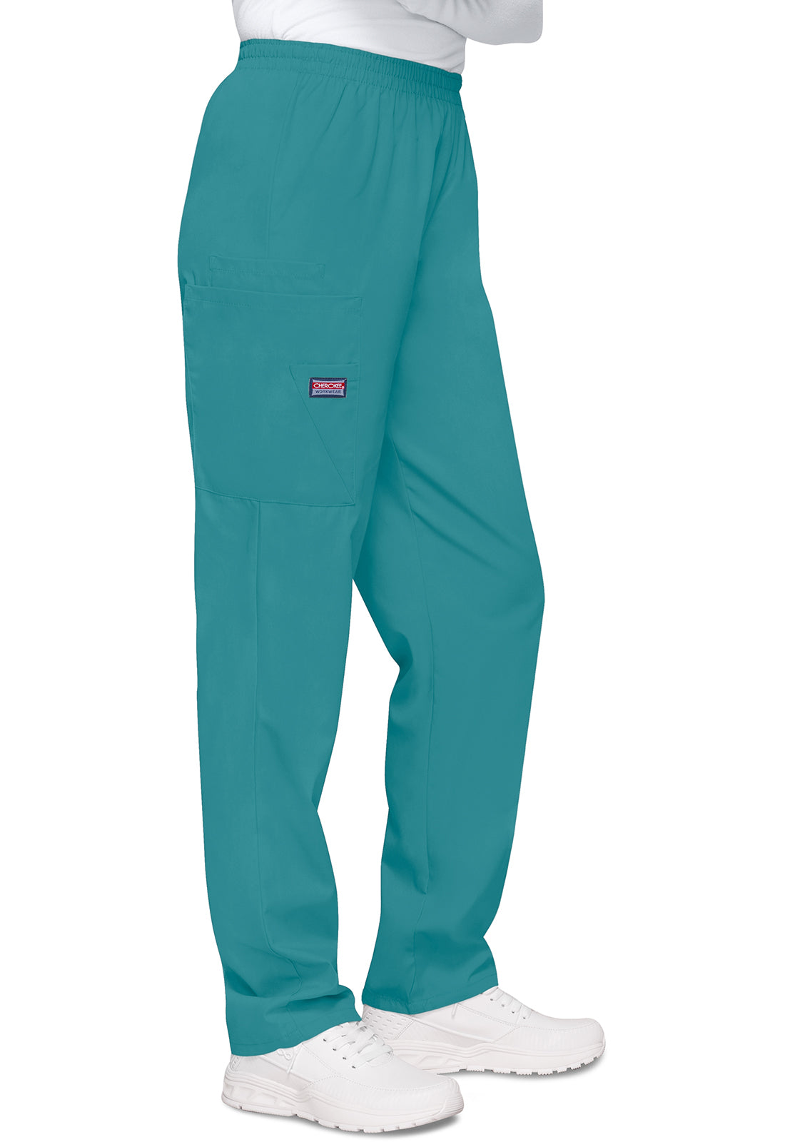 Workwear Originals 4200 Women's Natural Rise Tapered Pull-On Cargo Scrub Pants Teal Blue