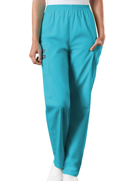 Workwear Originals 4200 Women's Natural Rise Tapered Pull-On Cargo Scrub Pants Turquoise