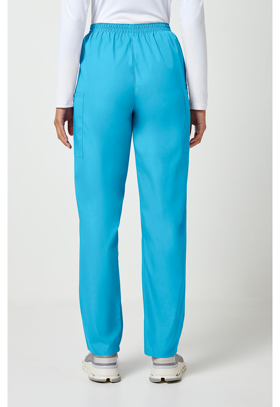 Workwear Originals 4200 Women's Natural Rise Tapered Pull-On Cargo Scrub Pants Turquoise