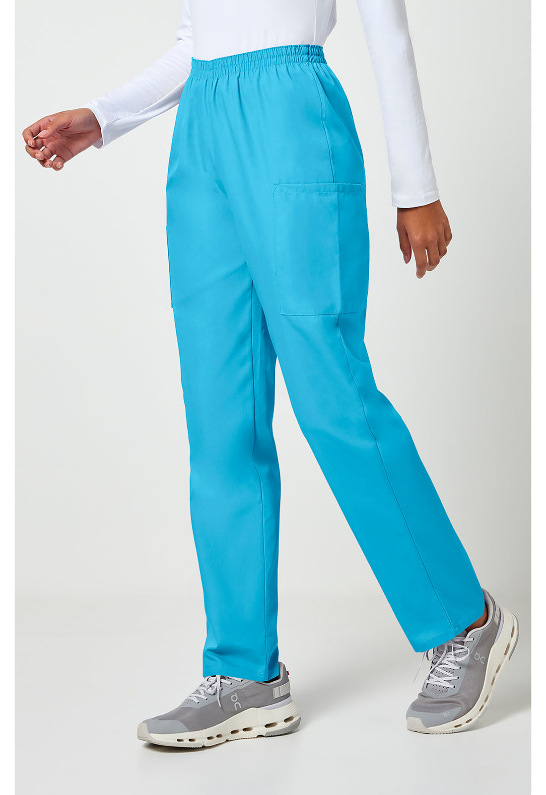 Workwear Originals 4200 Women's Natural Rise Tapered Pull-On Cargo Scrub Pants Turquoise