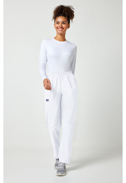 Workwear Originals 4200 Women's Natural Rise Tapered Pull-On Cargo Scrub Pants White