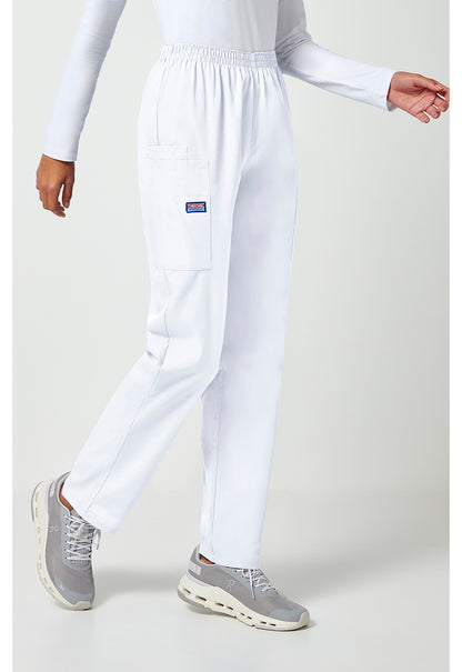 Workwear Originals 4200 Women's Natural Rise Tapered Pull-On Cargo Scrub Pants White