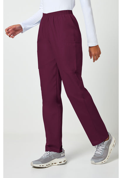 Workwear Originals 4200 Women's Natural Rise Tapered Pull-On Cargo Scrub Pants Wine