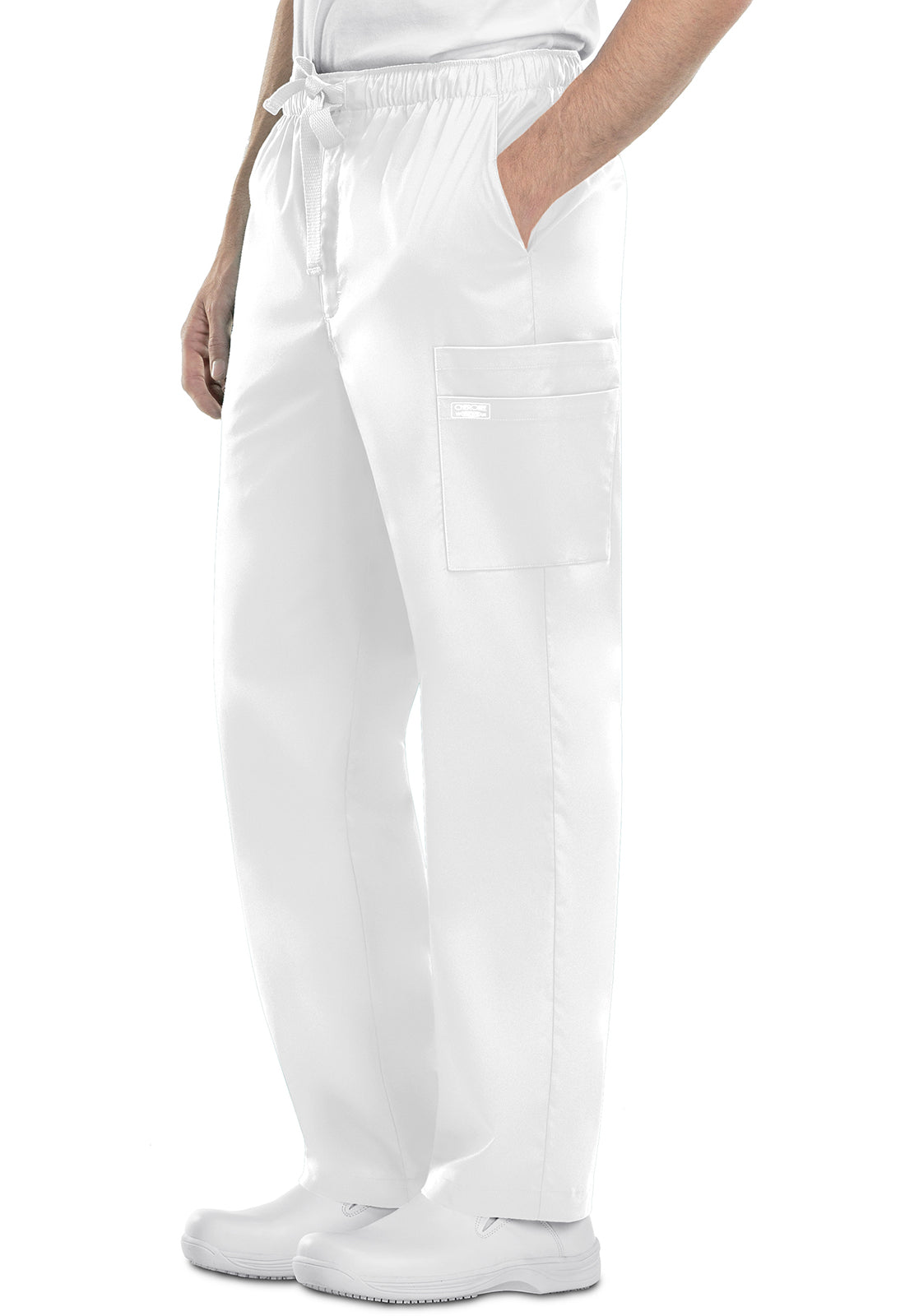 Core Stretch 4243 Men's Fly Front Cargo Pants White Model Image Front | Cherokee Workwear