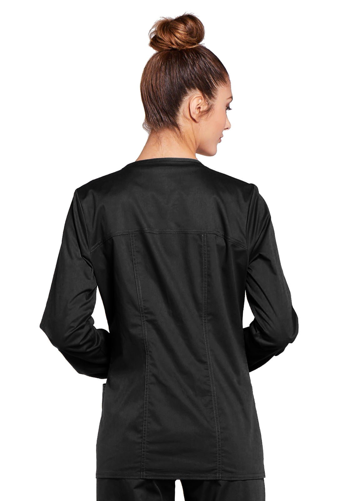 Core Stretch 4315 Zip Front Jacket Black Model Image Back | Cherokee Workwear