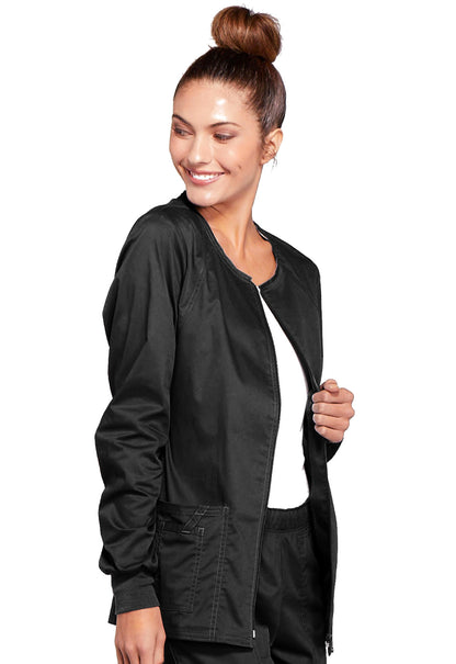 Core Stretch 4315 Zip Front Jacket Black Model Image Left Side | Cherokee Workwear