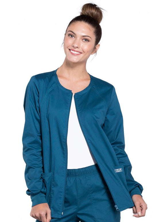 Core Stretch 4315 Zip Front Jacket Caribbean Blue Model Image Front | Cherokee Workwear