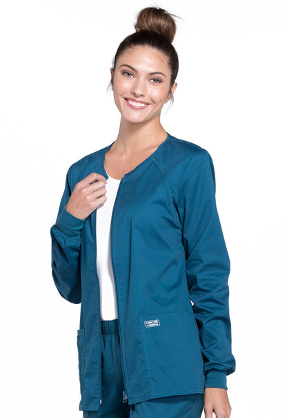 Core Stretch 4315 Zip Front Jacket Caribbean Blue Model Image Right Side | Cherokee Workwear