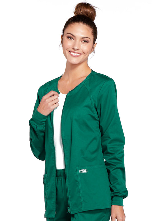 Core Stretch 4315 Zip Front Jacket Hunter Green Model Image Right Side | Cherokee Workwear