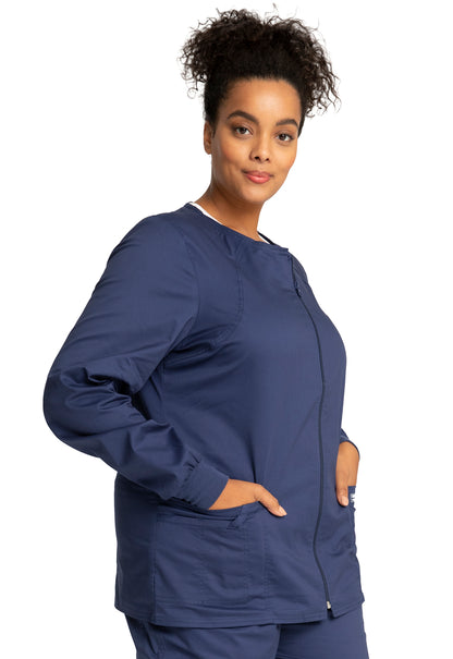 Core Stretch 4315 Zip Front Jacket Navy Model Image Left Side | Cherokee Workwear