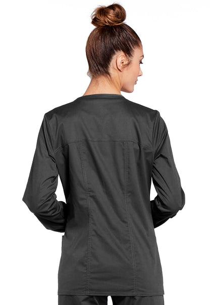 Core Stretch 4315 Zip Front Jacket Pewter Model Image Back | Cherokee Workwear