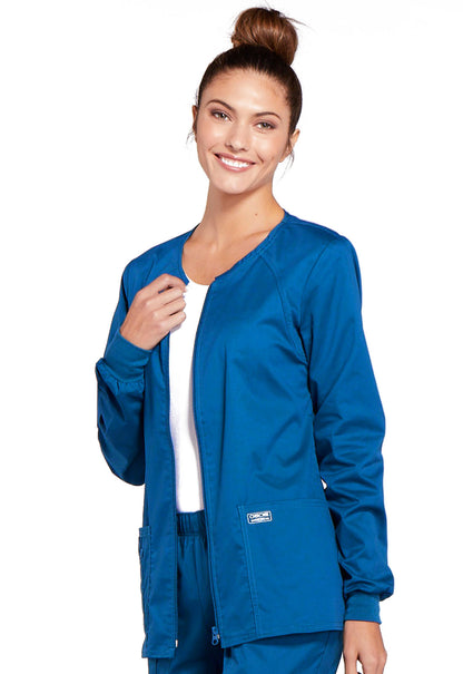 Core Stretch 4315 Zip Front Jacket Royal Model Image Right Side | Cherokee Workwear