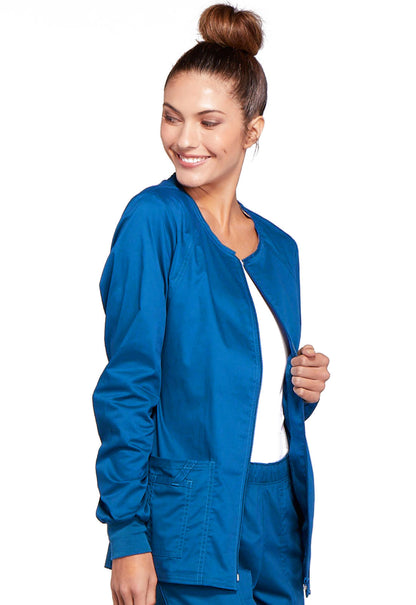 Core Stretch 4315 Zip Front Jacket Royal Model Image Left Side | Cherokee Workwear