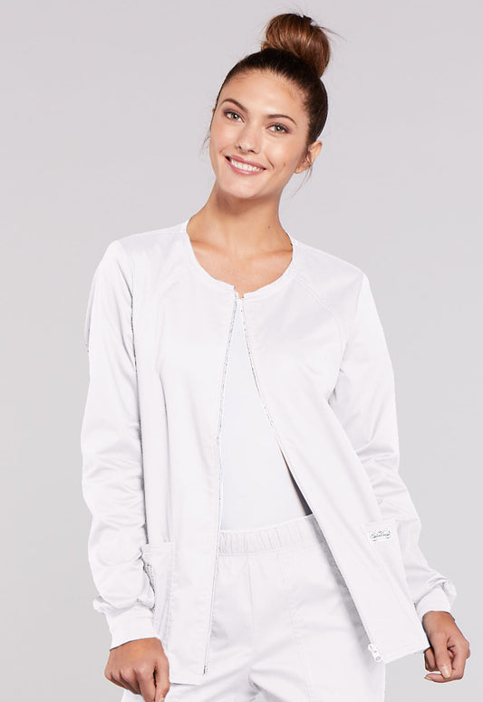 4315 WW Core Stretch Zip Front Jacket (White)