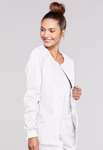 Core Stretch 4315 Zip Front Jacket White Model Image Left Side | Cherokee Workwear