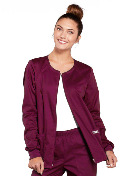 Core Stretch 4315 Zip Front Jacket Wine Model Image Front | Cherokee Workwear