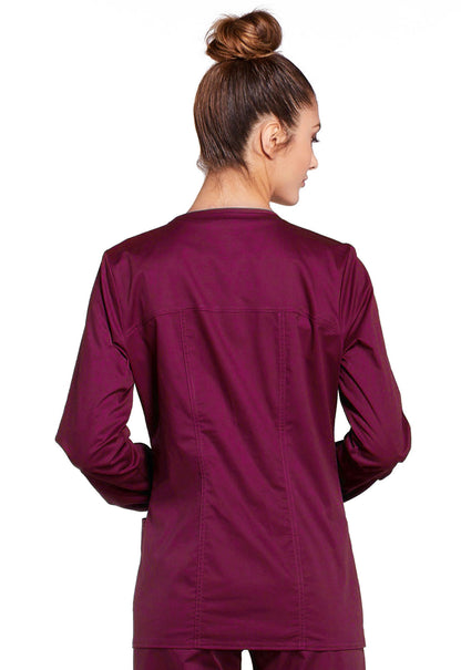 Core Stretch 4315 Zip Front Jacket Wine Model Image Back | Cherokee Workwear